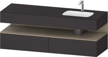 Built-in basin with console vanity unit, QA4796035800000 Front: Oak terra Matt, Decor, Corpus: Graphite Super Matt, Decor, Console: Graphite Super Matt, Lacquer