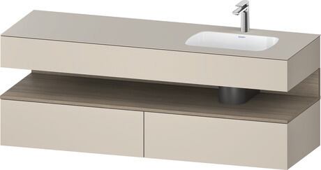 Built-in basin with console vanity unit, QA4796035830000 Front: Oak terra Matt, Decor, Corpus: taupe Super Matt, Decor, Console: taupe Super Matt, Lacquer