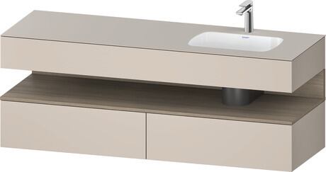 Built-in basin with console vanity unit, QA4796035910000 Front: Oak terra Matt, Decor, Corpus: taupe Matt, Decor, Console: taupe Matt, Lacquer