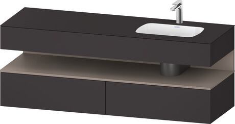 Built-in basin with console vanity unit, QA4796043800000 Front: Basalte Matt, Decor, Corpus: Graphite Super Matt, Decor, Console: Graphite Super Matt, Lacquer