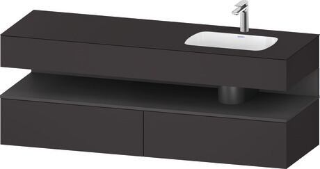 Built-in basin with console vanity unit, QA4796049800000 Front: Graphite Matt, Decor, Corpus: Graphite Super Matt, Decor, Console: Graphite Super Matt, Lacquer