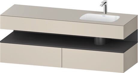 Built-in basin with console vanity unit, QA4796049830000 Front: Graphite Matt, Decor, Corpus: taupe Super Matt, Decor, Console: taupe Super Matt, Lacquer