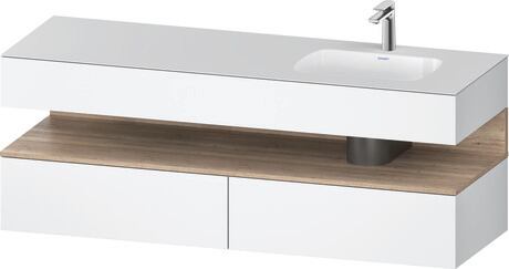 Built-in basin with console vanity unit, QA4796055180000 Front: Marbled Oak Matt, Decor, Corpus: White Matt, Decor, Console: White Matt, Lacquer