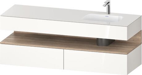 Built-in basin with console vanity unit, QA4796055220000 Front: Marbled Oak Matt, Decor, Corpus: White High Gloss, Decor, Console: White High Gloss, Lacquer