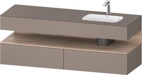 Built-in basin with console vanity unit, QA4796055430000 Front: Marbled Oak Matt, Decor, Corpus: Basalte Matt, Decor, Console: Basalte Matt, Lacquer