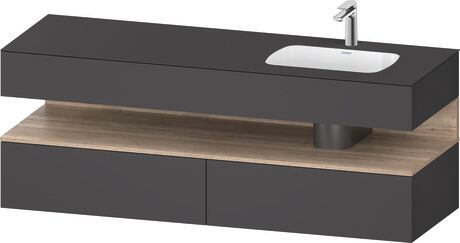 Built-in basin with console vanity unit, QA4796055490000 Front: Marbled Oak Matt, Decor, Corpus: Graphite Matt, Decor, Console: Graphite Matt, Lacquer