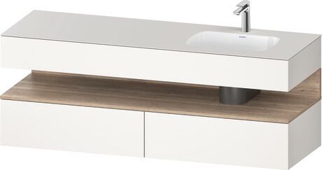 Built-in basin with console vanity unit, QA4796055840000 Front: Marbled Oak Matt, Decor, Corpus: White Super Matt, Decor, Console: White Super Matt, Lacquer