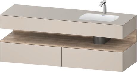 Built-in basin with console vanity unit, QA4796055910000 Front: Marbled Oak Matt, Decor, Corpus: taupe Matt, Decor, Console: taupe Matt, Lacquer