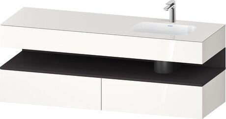 Built-in basin with console vanity unit, QA4796080220000 Front: Graphite Super Matt, Decor, Corpus: White High Gloss, Decor, Console: White High Gloss, Lacquer