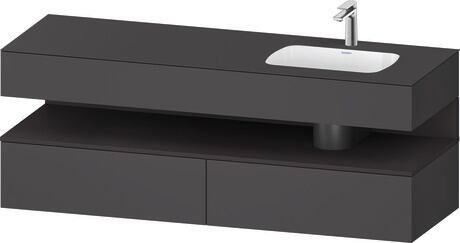 Built-in basin with console vanity unit, QA4796080490000 Front: Graphite Super Matt, Decor, Corpus: Graphite Matt, Decor, Console: Graphite Matt, Lacquer