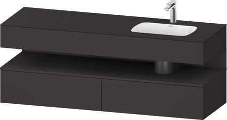 Built-in basin with console vanity unit, QA4796080800000 Front: Graphite Super Matt, Decor, Corpus: Graphite Super Matt, Decor, Console: Graphite Super Matt, Lacquer