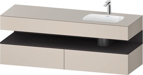 Built-in basin with console vanity unit, QA4796080910000 Front: Graphite Super Matt, Decor, Corpus: taupe Matt, Decor, Console: taupe Matt, Lacquer