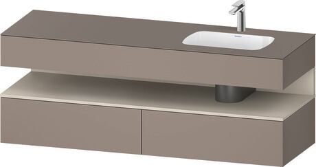 Built-in basin with console vanity unit, QA4796083430000 Front: taupe Super Matt, Decor, Corpus: Basalte Matt, Decor, Console: Basalte Matt, Lacquer