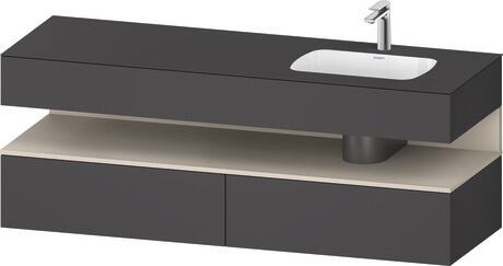 Built-in basin with console vanity unit, QA4796083490000 Front: taupe Super Matt, Decor, Corpus: Graphite Matt, Decor, Console: Graphite Matt, Lacquer