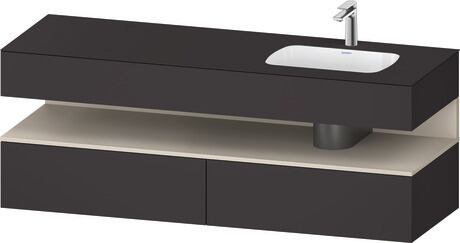 Built-in basin with console vanity unit, QA4796083800000 Front: taupe Super Matt, Decor, Corpus: Graphite Super Matt, Decor, Console: Graphite Super Matt, Lacquer