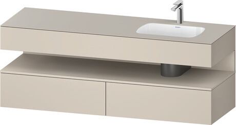 Built-in basin with console vanity unit, QA4796083830000 Front: taupe Super Matt, Decor, Corpus: taupe Super Matt, Decor, Console: taupe Super Matt, Lacquer