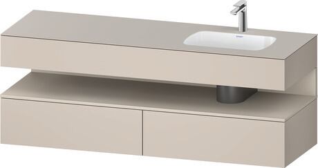 Built-in basin with console vanity unit, QA4796083910000 Front: taupe Super Matt, Decor, Corpus: taupe Matt, Decor, Console: taupe Matt, Lacquer