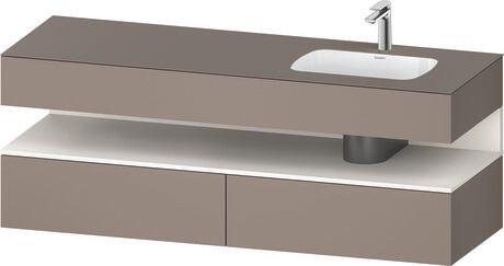 Built-in basin with console vanity unit, QA4796084430000 Front: White Super Matt, Decor, Corpus: Basalte Matt, Decor, Console: Basalte Matt, Lacquer