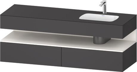 Built-in basin with console vanity unit, QA4796084490000 Front: White Super Matt, Decor, Corpus: Graphite Matt, Decor, Console: Graphite Matt, Lacquer