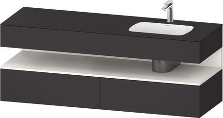 Built-in basin with console vanity unit, QA4796084800000 Front: White Super Matt, Decor, Corpus: Graphite Super Matt, Decor, Console: Graphite Super Matt, Lacquer