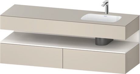 Built-in basin with console vanity unit, QA4796084830000 Front: White Super Matt, Decor, Corpus: taupe Super Matt, Decor, Console: taupe Super Matt, Lacquer