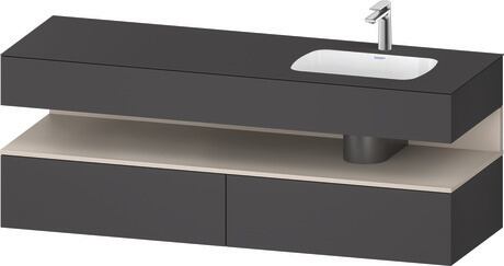 Built-in basin with console vanity unit, QA4796091490000 Front: taupe Matt, Decor, Corpus: Graphite Matt, Decor, Console: Graphite Matt, Lacquer