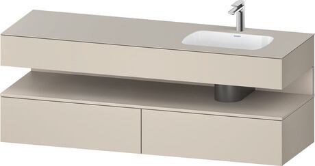 Built-in basin with console vanity unit, QA4796091830000 Front: taupe Matt, Decor, Corpus: taupe Super Matt, Decor, Console: taupe Super Matt, Lacquer