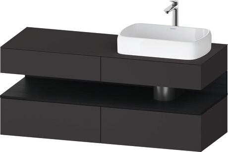 Console vanity unit wall-mounted, QA4766016806010 Front: Graphite Super Matt, Decor, Corpus: Graphite Super Matt, Decor, Console: Graphite Super Matt, Lacquer, Niche lighting Integrated