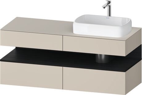 Console vanity unit wall-mounted, QA4766016836010 Front: taupe Super Matt, Decor, Corpus: taupe Super Matt, Decor, Console: taupe Super Matt, Lacquer, Niche lighting Integrated