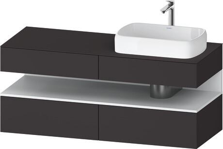 Console vanity unit wall-mounted, QA4766018806010 Front: Graphite Super Matt, Decor, Corpus: Graphite Super Matt, Decor, Console: Graphite Super Matt, Lacquer, Niche lighting Integrated