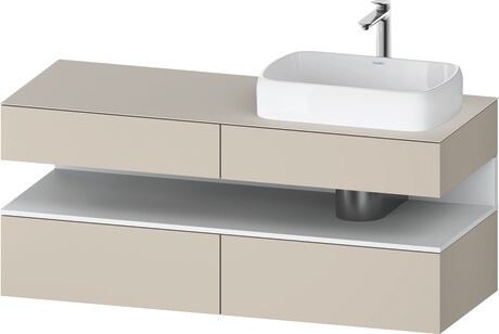 Console vanity unit wall-mounted, QA4766018836010 Front: taupe Super Matt, Decor, Corpus: taupe Super Matt, Decor, Console: taupe Super Matt, Lacquer, Niche lighting Integrated