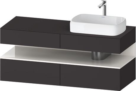 Console vanity unit wall-mounted, QA4766022806010 Front: Graphite Super Matt, Decor, Corpus: Graphite Super Matt, Decor, Console: Graphite Super Matt, Lacquer, Niche lighting Integrated