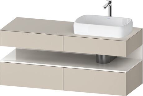 Console vanity unit wall-mounted, QA4766022836010 Front: taupe Super Matt, Decor, Corpus: taupe Super Matt, Decor, Console: taupe Super Matt, Lacquer, Niche lighting Integrated