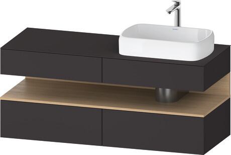 Console vanity unit wall-mounted, QA4766030806010 Front: Graphite Super Matt, Decor, Corpus: Graphite Super Matt, Decor, Console: Graphite Super Matt, Lacquer, Niche lighting Integrated