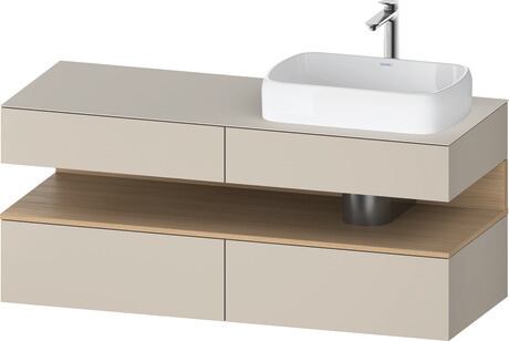 Console vanity unit wall-mounted, QA4766030836010 Front: taupe Super Matt, Decor, Corpus: taupe Super Matt, Decor, Console: taupe Super Matt, Lacquer, Niche lighting Integrated