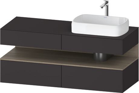 Console vanity unit wall-mounted, QA4766035806010 Front: Graphite Super Matt, Decor, Corpus: Graphite Super Matt, Decor, Console: Graphite Super Matt, Lacquer, Niche lighting Integrated