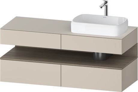 Console vanity unit wall-mounted, QA4766035836010 Front: taupe Super Matt, Decor, Corpus: taupe Super Matt, Decor, Console: taupe Super Matt, Lacquer, Niche lighting Integrated