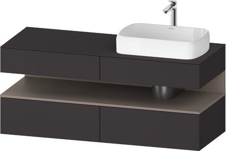 Console vanity unit wall-mounted, QA4766043806010 Front: Graphite Super Matt, Decor, Corpus: Graphite Super Matt, Decor, Console: Graphite Super Matt, Lacquer, Niche lighting Integrated