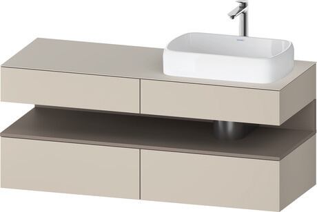 Console vanity unit wall-mounted, QA4766043836010 Front: taupe Super Matt, Decor, Corpus: taupe Super Matt, Decor, Console: taupe Super Matt, Lacquer, Niche lighting Integrated