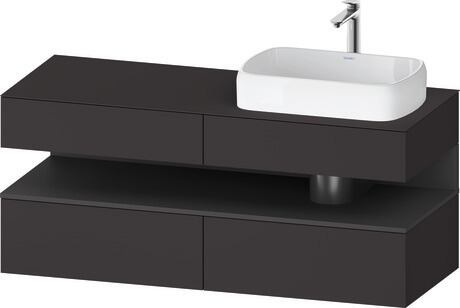 Console vanity unit wall-mounted, QA4766049806010 Front: Graphite Super Matt, Decor, Corpus: Graphite Super Matt, Decor, Console: Graphite Super Matt, Lacquer, Niche lighting Integrated