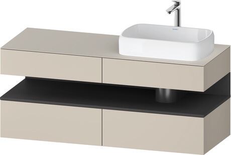 Console vanity unit wall-mounted, QA4766049836010 Front: taupe Super Matt, Decor, Corpus: taupe Super Matt, Decor, Console: taupe Super Matt, Lacquer, Niche lighting Integrated