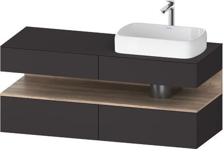 Console vanity unit wall-mounted, QA4766055806010 Front: Graphite Super Matt, Decor, Corpus: Graphite Super Matt, Decor, Console: Graphite Super Matt, Lacquer, Niche lighting Integrated