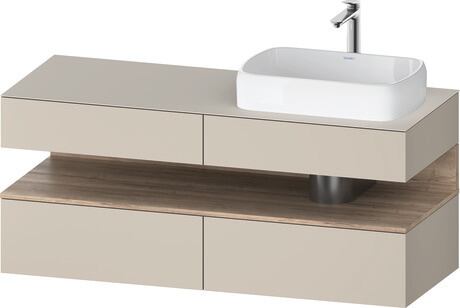 Console vanity unit wall-mounted, QA4766055836010 Front: taupe Super Matt, Decor, Corpus: taupe Super Matt, Decor, Console: taupe Super Matt, Lacquer, Niche lighting Integrated