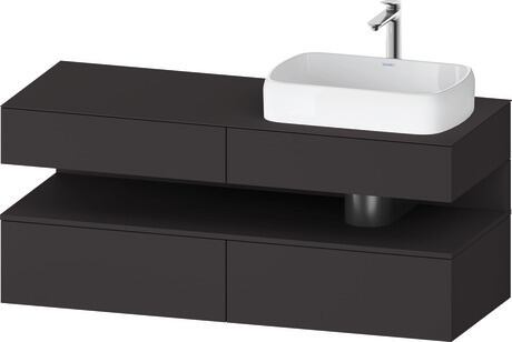 Console vanity unit wall-mounted, QA4766080806010 Front: Graphite Super Matt, Decor, Corpus: Graphite Super Matt, Decor, Console: Graphite Super Matt, Lacquer, Niche lighting Integrated