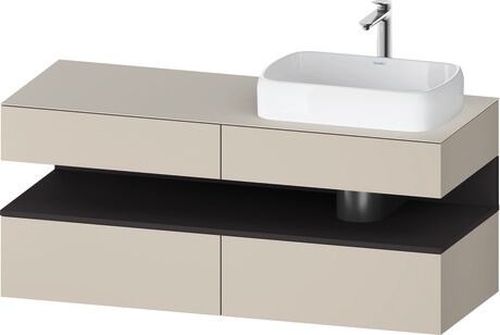 Console vanity unit wall-mounted, QA4766080836010 Front: taupe Super Matt, Decor, Corpus: taupe Super Matt, Decor, Console: taupe Super Matt, Lacquer, Niche lighting Integrated