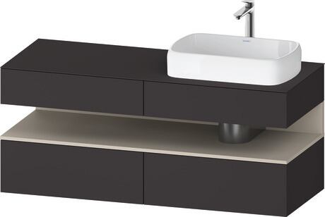 Console vanity unit wall-mounted, QA4766083806010 Front: Graphite Super Matt, Decor, Corpus: Graphite Super Matt, Decor, Console: Graphite Super Matt, Lacquer, Niche lighting Integrated