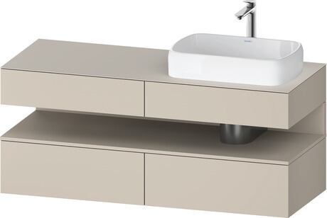 Console vanity unit wall-mounted, QA4766083837010 Front: taupe Super Matt, Decor, Corpus: taupe Super Matt, Decor, Console: taupe Super Matt, Lacquer, Niche lighting Integrated