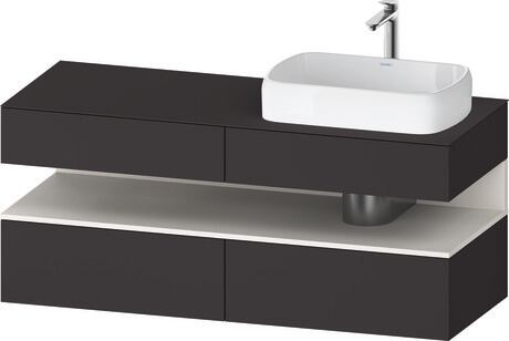 Console vanity unit wall-mounted, QA4766084806010 Front: Graphite Super Matt, Decor, Corpus: Graphite Super Matt, Decor, Console: Graphite Super Matt, Lacquer, Niche lighting Integrated