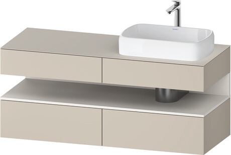 Console vanity unit wall-mounted, QA4766084836010 Front: taupe Super Matt, Decor, Corpus: taupe Super Matt, Decor, Console: taupe Super Matt, Lacquer, Niche lighting Integrated