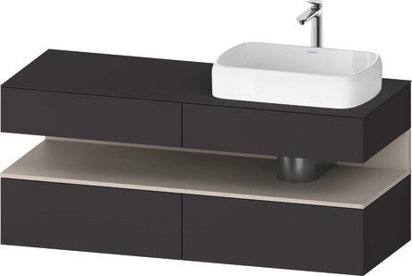 Console vanity unit wall-mounted, QA4766091806010 Front: Graphite Super Matt, Decor, Corpus: Graphite Super Matt, Decor, Console: Graphite Super Matt, Lacquer, Niche lighting Integrated